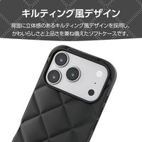 iPhone17 Pro ケース ソフト 衝撃吸収 キルティング風デザイン ブラック PM-A25CUCQBK エレコム 1個（直送品）