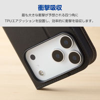 iPhone17 Pro Max ケース レザー 手帳型 マグネット 衝撃吸収 ブラック PM-A25DPLFY3BK エレコム 1個（直送品）