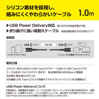 YAMAZEN USBケーブル タイプC PD対応 60W 1m やわらかシリコン 急速充電 YPDC-6010S 1本