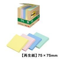 スリーエム（3M） ポストイット ふせん 付箋 再生紙 ノート 75×75mm パステルカラー4色 1箱（5冊）×10