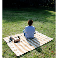 キーストーン ピクニックシート ボーダー 136×180cm コットン ベージュ 406651 1個（直送品）