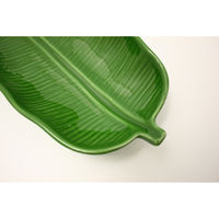トモ・コーポレーション トレー 25cm バナナリーフ ストーンウェア グリーン 408182 1個（直送品）