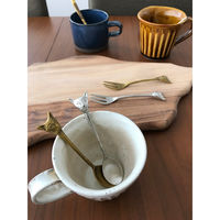 キーストーン ケーキフォーク 12cm ブラスカトラリー キャットフェイス ブラス シルバー 404315 1個（直送品）