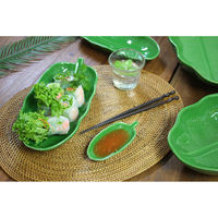 トモ・コーポレーション トレー 22cm バナナリーフ ストーンウェア グリーン 408180 1個（直送品）