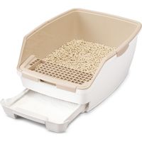 アイリスオーヤマ 猫用システムトイレ ハーフタイプ ONCH-530 ホワイト/ベージュ 1個