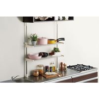 ベストコ ステンレス つっぱりキッチンラック 2段 ワイド棚 ワームグレー NY-1001 4975970253632 1個