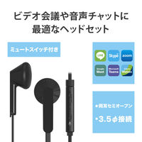 ヘッドセット マイク付イヤホン 両耳 セミオープン型 4極ミニプラグ接続 変換ケーブル付 HS-EP19TBK 1個 エレコム（直送品）