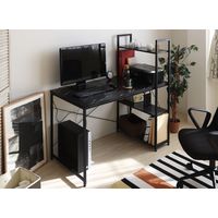 【軒先渡し】ヤマソロ デスク 大理石柄 オーア 棚付 幅1200×奥行640×高さ1220mm  ブラック 82-696 1台（直送品）