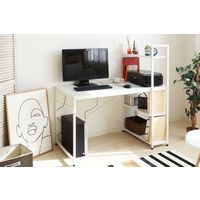 【軒先渡し】ヤマソロ デスク 大理石柄 オーア 棚付 幅1200×奥行640×高さ1220mm  ホワイト 82-697 1台（直送品）