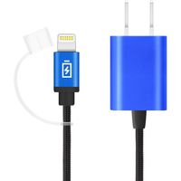 PGA LightningコネクタAC充電器タフケーブルタイプ 1A ケーブル長1.2m ブルー PG-LAC10A25BL 1個