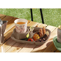 イノマタ化学 #1425 バーベキューディッシュ角3色グリーン/イエロー/ブラウン 1セット(3個)（直送品）