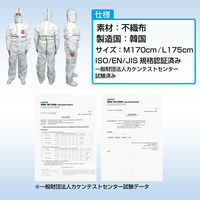 防護服Lサイズ 50着セット ウイルスバリア性能クラス6・血液バリア性能クラス6  不織布 JIS規格・ISO・EN（直送品）