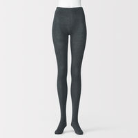 無印良品 レディース 婦人 足なり直角 かかとに合う リブ編みタイツ 婦人Ｌ チャコールグレー 良品計画