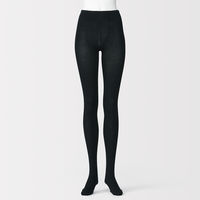 無印良品 レディース 婦人 足なり直角 かかとに合う リブ編みタイツ 婦人Ｌ 黒 良品計画