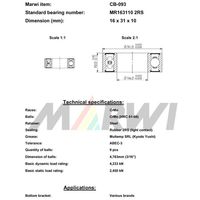 Marwi カートリッジベアリング CBー093 MR163110 16×31×10 1セット(4個)（直送品）