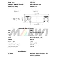 Marwi セラミックベアリング CBー335 6901 12×24×6 1セット(2個)（直送品）