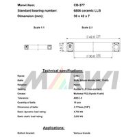 Marwi セラミックベアリング CBー377 6806 30×42×7 1個（直送品）