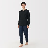 無印良品 メンズ 紳士 あったか綿 厚手 クルーネック長袖Ｔシャツ 紳士Ｌ 黒 良品計画