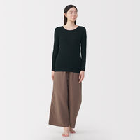 無印良品 レディース 婦人 あったか綿 クルーネック長袖Ｔシャツ 婦人Ｓ 黒 良品計画