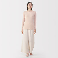 無印良品 レディース 婦人 あったか綿 クルーネック長袖Ｔシャツ 婦人Ｍ ライトベージュ 良品計画