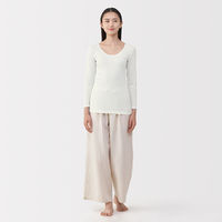 無印良品 レディース 婦人 あったか綿 Ｕネック八分袖Ｔシャツ 婦人Ｌ オフ白 良品計画