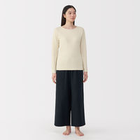 無印良品 レディース 婦人 あったか綿 ウールクルーネック長袖Ｔシャツ 婦人Ｍ アイボリー 良品計画