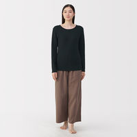 無印良品 レディース 婦人 あったか綿 ウールクルーネック長袖Ｔシャツ 婦人Ｍ 黒 良品計画