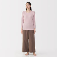 無印良品 レディース 婦人 あったか綿 厚手 Ｕネック八分袖Ｔシャツ 婦人Ｓ ライトピンク 良品計画