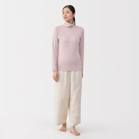 無印良品 レディース 婦人 あったか綿 厚手 タートルネック長袖Ｔシャツ 婦人Ｌ ライトピンク 良品計画