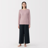 無印良品 レディース 婦人 あったか綿 ウールクルーネック長袖Ｔシャツ 婦人Ｌ スモーキーピンク 良品計画