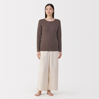 無印良品 レディース 婦人 あったか綿 ウールクルーネック長袖Ｔシャツ 婦人Ｓ ダークブラウン 良品計画
