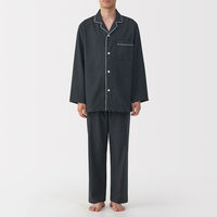 無印良品 メンズ 紳士 脇に縫い目のない フランネル長袖パジャマ 紳士Ｓ ダークグレー柄 良品計画