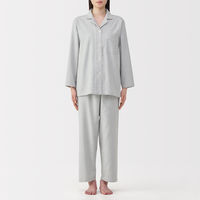 無印良品 レディース 婦人 脇に縫い目のない フランネル長袖パジャマ 婦人Ｓ グレー 良品計画