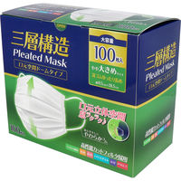 iiもの本舗 三層構造プリーツマスク 口元空間ドームタイプ やや大きめ 大容量 100枚入 4589596695884 1箱（直送品）