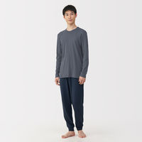 無印良品 メンズ　紳士 あったか綿 クルーネック長袖Ｔシャツ 紳士Ｌ ダークグレー 良品計画