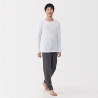 無印良品 メンズ　紳士 脇に縫い目のない なめらか クルーネック長袖Ｔシャツ 紳士Ｓ 白 良品計画