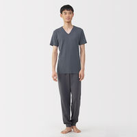 無印良品 メンズ　紳士 あったか綿 Ｖネック半袖Ｔシャツ 紳士Ｓ ダークグレー 良品計画