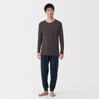 無印良品 メンズ　紳士 脇に縫い目のない なめらか クルーネック長袖Ｔシャツ 紳士Ｍ ブラウン 良品計画