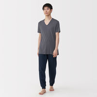 無印良品 メンズ　紳士 脇に縫い目のない なめらか Ｖネック半袖Ｔシャツ 紳士Ｓ チャコールグレー 良品計画