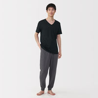 無印良品 メンズ　紳士 脇に縫い目のない なめらか Ｖネック半袖Ｔシャツ 紳士Ｍ 黒 良品計画