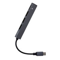 ナカバヤシ USB2.0+カードリーダー TypeーC 3ポートハブ 極薄極細 グレー COM-C2MSD113GY 1個