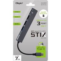 アルミ極薄USBハブ【STIX】　USB3.1Gen1(3.0)+2.0 Type-C変換3ポート&マイクロSDカードリーダー付ハブ/グレー（直送品）