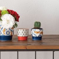 ヘッズ ハンドメイドプリントフラワーポット-SS/レッド HNP-PORSS 1セット（6個：6個×1パック）（直送品）