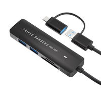 TRIPLE RANGERS ふたつポート TypeCでもUSBでも接続できるマルチアダプター USBハブ+カードリーダーライター SD-UCRH3