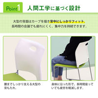 Netforce ミーティングチェア 4脚セット スタッキングチェア 会議用椅子 ループ脚 取っ手付き 完成品 軽量 RAP ブラック×グリーン（直送品）