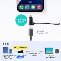 サンワサプライ USB TypeーC to Lightning変換アダプタ(MFi認証) AD-USB30LCFBK 1個