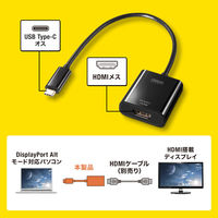 サンワサプライ USB Type CーHDMI変換アダプタ(4K/60Hz/HDR) AD-ALCHDR04TK 1個