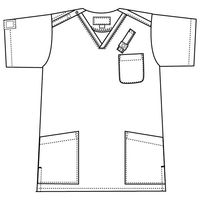 【再検品商品】フォーク ポケット付きスクラブ ブラック L 7003SC-9 1枚　スクラブ（わけあり品）