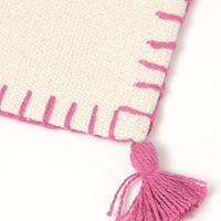 布 カラーステッチタッセルコースター ピンク studio CLIP