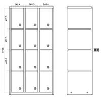 スマイル 更衣室ロッカー OAスチールロッカー 3連4段12人用 ダイヤル錠（4桁・同番仕様） ホワイト 幅900×奥行515×高さ1790mm 1台（取寄品）